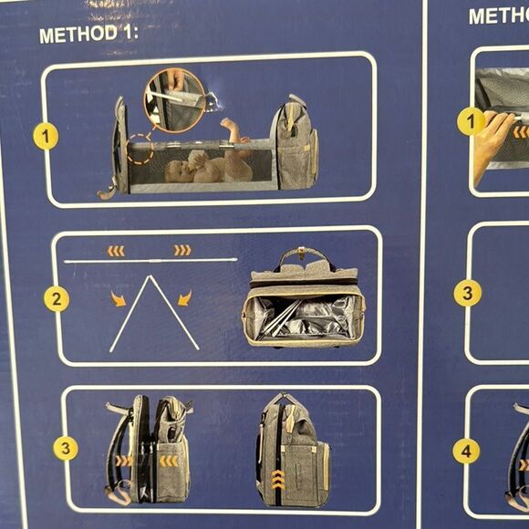 Diaper Bag Backpack Waterproof Large Capacity ChangingPad USB Charging Port Grey - Picture 4 of 10